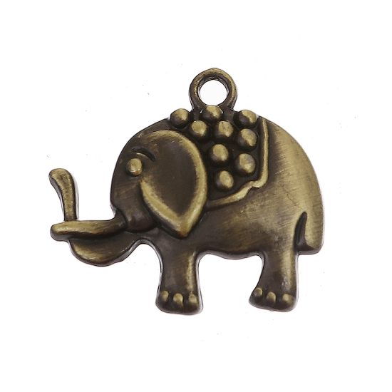 Imagen de Zamak Colgantes Charms Elefante Tono Bronce 23mm x 22mm, 20 Unidades