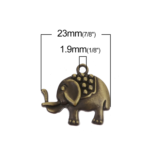 Imagen de Zamak Colgantes Charms Elefante Tono Bronce 23mm x 22mm, 20 Unidades