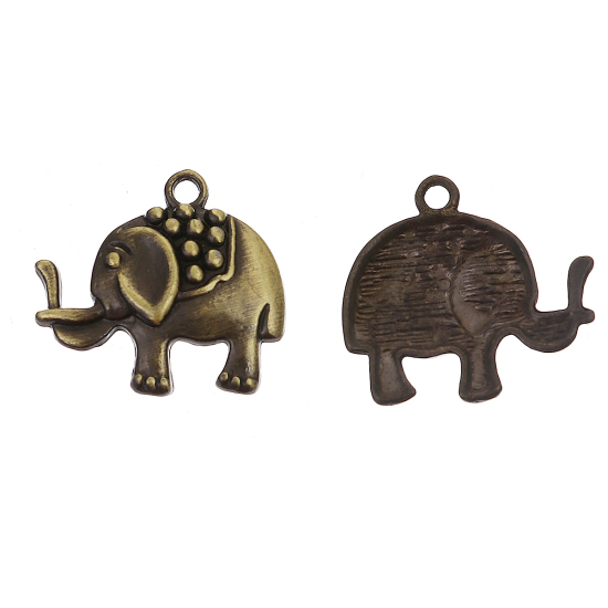 Imagen de Zamak Colgantes Charms Elefante Tono Bronce 23mm x 22mm, 20 Unidades