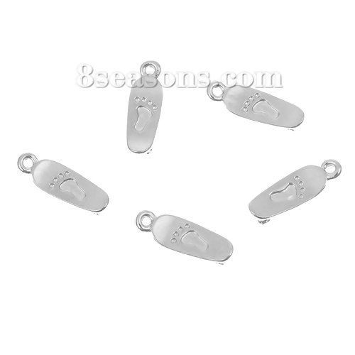 Imagen de Zamak 3D Colgantes Charms Bebé Tono de Plata Huella 16mm x 6mm, 30 Unidades