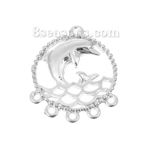 Imagen de Zamak Conectores Delfín Argentado Ronda 30mm x 25mm, 10 Unidades