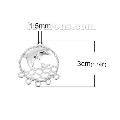 Imagen de Zamak Conectores Delfín Argentado Ronda 30mm x 25mm, 10 Unidades