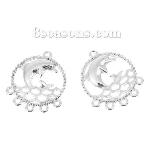 Imagen de Zamak Conectores Delfín Argentado Ronda 30mm x 25mm, 10 Unidades