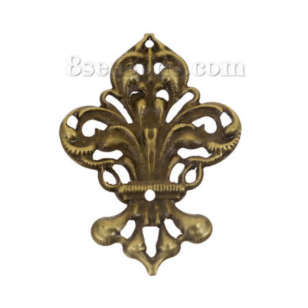 Picture of Iron Based Alloy Embellishments Antique Bronze Filigree Carved 50mm(2") x 35mm(1 3/8"), 50 PCs