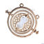Picture of 1 Piece Zinc Based Alloy & Glass Connectors Charms Pendants Gold Plated White Hourglass Round Rotatable 58mm x 47mm