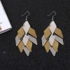 Imagen de 304 Acero Inoxidable Paillette Sequin Pendientes Chapado en Oro Tono de Plata Diamond 91mm x 28mm, Post/ Wire Size: (21 gauge), 1 Par