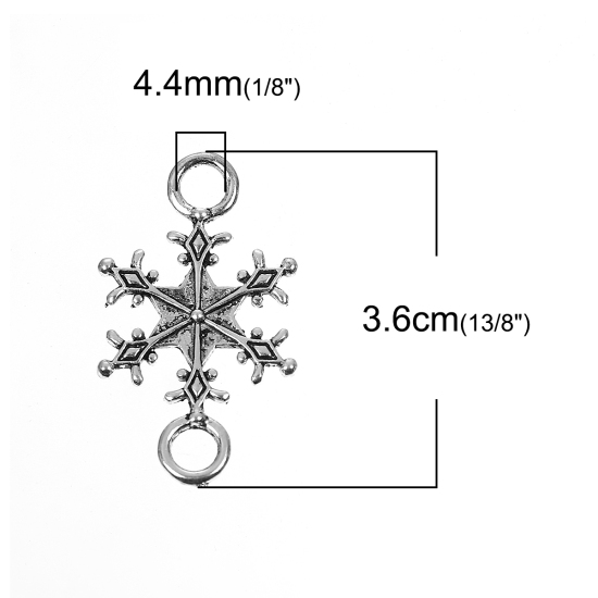 Picture of Zinc Based Alloy Connectors Christmas Snowflake Antique Silver Color 36mm x 21mm, 20 PCs