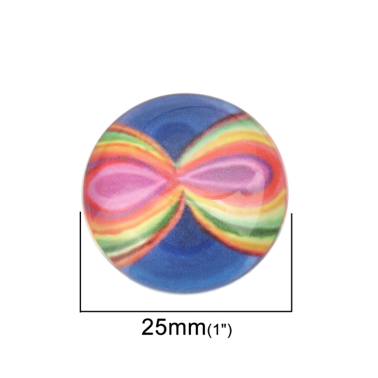 Picture of Glass Dome Seals Cabochon Round Flatback At Random Mixed 25mm(1") Dia, 20 PCs