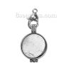 Picture of Zinc Based Alloy Aromatherapy Essential Oil Diffuser Locket Pendants Round Disc Antique Silver Color Heart Carved Cabochon Settings (Fits 25mm Dia.23mm Dia.) 55mm(2 1/8") x 27mm(1 1/8"), 1 Piece
