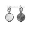 Picture of Zinc Based Alloy Aromatherapy Essential Oil Diffuser Locket Pendants Round Disc Antique Silver Color Heart Carved Cabochon Settings (Fits 25mm Dia.23mm Dia.) 55mm(2 1/8") x 27mm(1 1/8"), 1 Piece
