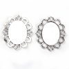 Picture of Zinc Based Alloy Pendants Oval Antique Silver Color Cabochon Settings (Fits 4cm x 3cm) 5.9cm x 5.1cm, 5 PCs
