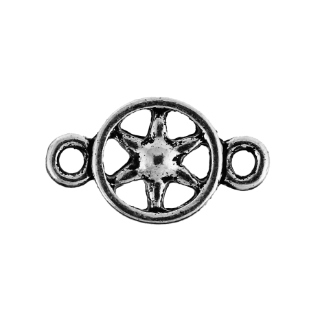 Zinklegierung Verbinder Hexagramm Antiksilber mit Rund Muster Hohl, 15mm x 9mm, 100 Stück