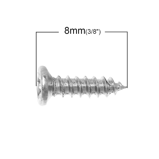 Bild von Eisenlegierung Senk-Blechschrauben Silberfarbe 8mm x 5mm, 500 Stück