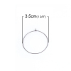 Picture of Stainless Steel Wine Glass Charm Hoops Round Silver Tone 35mm(1 3/8") Dia, 50 PCs