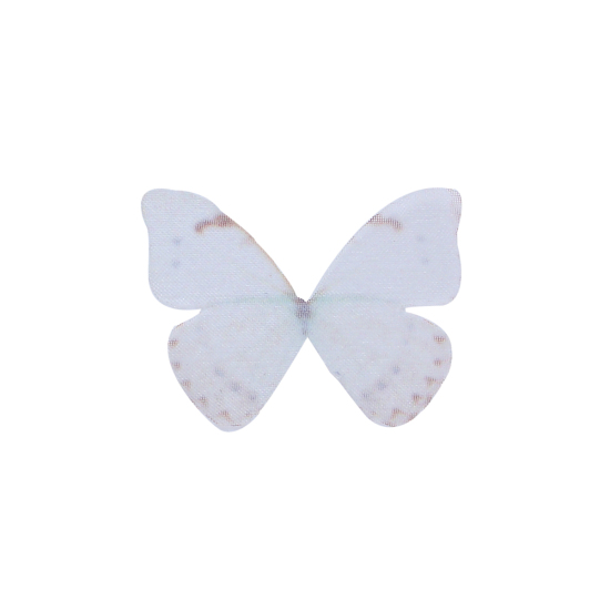Picture of Organza For DIY & Craft White Ethereal Butterfly Animal 30mm(1 1/8") x 23mm( 7/8"), 5 PCs
