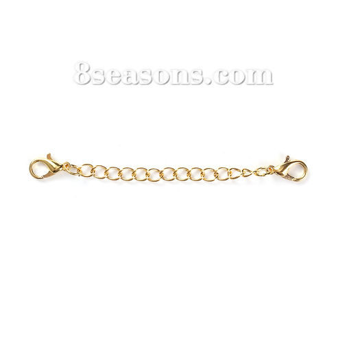 Picture of Zinc Based Alloy & Iron Based Alloy Extender Chain For Jewelry Necklace Bracelet Gold Plated With Lobster Claw Clasp 78mm(3 1/8") long, 20 PCs