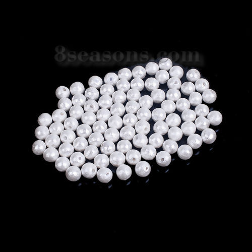 Picture of Cotton Pearl Beads Round White About 6mm, Hole: Approx 1.4mm, 5 PCs