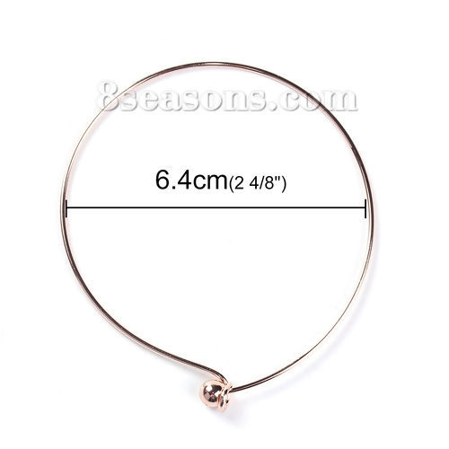 Picture of Brass Expandable Bangles Bracelets Round Single Bar Rose Gold 22cm(8 5/8") long, 2 PCs