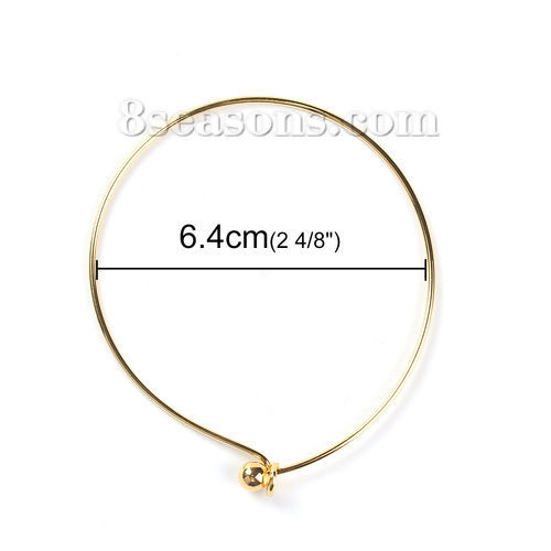 Picture of Brass Expandable Bangles Bracelets Round Single Bar Gold Plated 22cm(8 5/8") long, 2 PCs