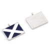 Picture of Zinc Based Alloy Charms Silver Tone White & Blue Rectangle Cross Enamel 22mm x 19mm, 10 PCs