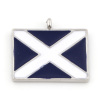 Picture of Zinc Based Alloy Charms Silver Tone White & Blue Rectangle Cross Enamel 22mm x 19mm, 10 PCs