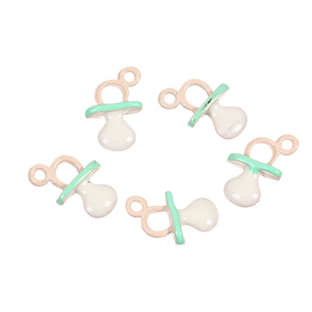 Lega di Zinco Charms Dentaruolo Verde Beige Pittura 18mm x 11mm , 10 Pz
