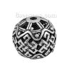 Picture of Zinc Based Alloy Spacer Beads Round Antique Silver Color About 14mm Dia, Hole: Approx 1.9mm, 3 PCs