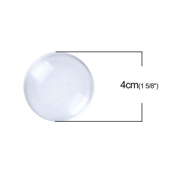 Image de Cabochon Dôme en Verre Rond Dos Plat Transparent 40mm Dia, 10 Pcs