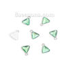 Picture of Zinc Based Alloy August Birthstone Charms Triangle Silver Tone Grass Green Glass Rhinestone 13mm( 4/8") x 11mm( 3/8"), 10 PCs
