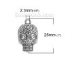 Image de Breloque en Alliage de Zinc Crâne Mexicain Argent Vieilli 25mm x 15mm, 10 Pcs