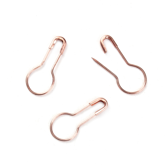Picture of Brass Safety Pin Brooches Findings Rose Gold 22mm( 7/8") x 10mm( 3/8"), 100 PCs                                                                                                                                                                               