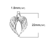 Picture of Zinc Based Alloy Charms Wing Silver Plated 22mm( 7/8") x 17mm( 5/8"), 2 PCs