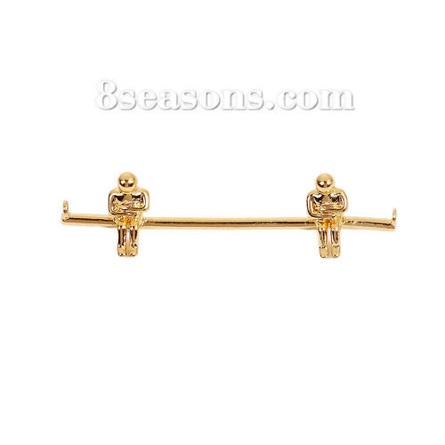 Immagine di Gioca sulle oscillazioni Ottone Lilliput Connettore Accessori Umano Oro Placcato 41mm x 11mm, 2 Pz