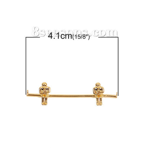 Immagine di Gioca sulle oscillazioni Ottone Lilliput Connettore Accessori Umano Oro Placcato 41mm x 11mm, 2 Pz