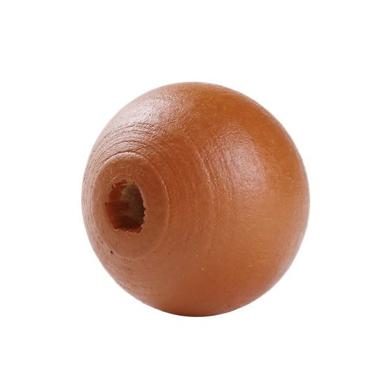 Picture of Natural Hinoki Wood Spacer Beads Round Orange-red About 20mm Dia, Hole: Approx 3.7mm, 50 PCs