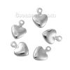 Picture of Brass Charms Heart Silver Plated 9mm( 3/8") x 7mm( 2/8"), 20 PCs                                                                                                                                                                                              