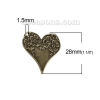 Picture of Zinc Based Alloy Charms Heart Antique Bronze Flower 28mm(1 1/8") x 26mm(1"), 10 PCs