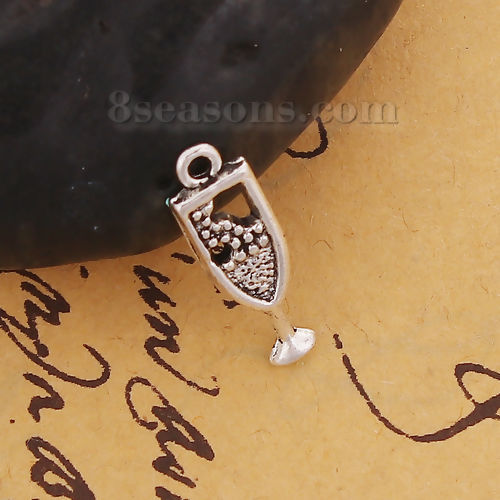 Bild von Zinklegierung Charms Weinglas Antiksilber 20mm x 7mm, 100 Stück