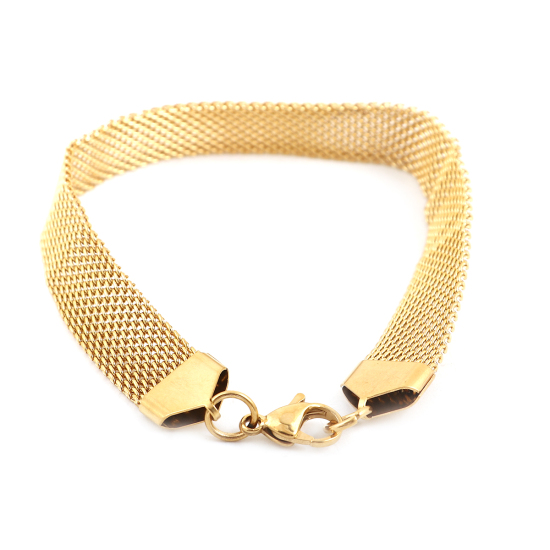 Bild von 304 Edelstahl Armband Vergoldet 23.5cm lang, 1 Strang