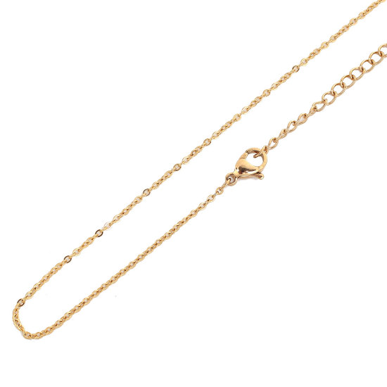 Image de Colliers en 304 Acier Inoxydable Perles Imitées Doré Blanc 43.5cm Long, 1 Pièce