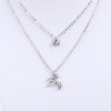 Picture of 304 Stainless Steel Double Layer Necklace Silver Tone Angel Round Clear Rhinestone 41cm(16 1/8") long, 1 Piece