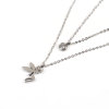 Picture of 304 Stainless Steel Double Layer Necklace Silver Tone Angel Round Clear Rhinestone 41cm(16 1/8") long, 1 Piece