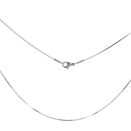 304 Stainless Steel Snake Chain Necklace Silver Tone 46cm(18 1/8") long, Chain Size: 1.1mm, 1 Piece