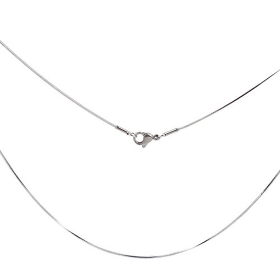 Picture of 304 Stainless Steel Snake Chain Necklace Silver Tone 46cm(18 1/8") long, Chain Size: 1.1mm, 1 Piece