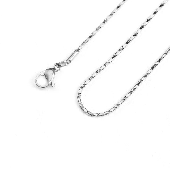 Immagine di 304 Acciaio Inossidabile Catena Criminale Collana Tono Argento 50.5cm Lunghezza, Dimensione della Catena 1.2mm, 1 Pz