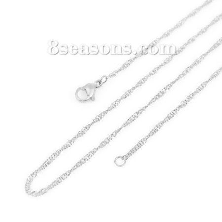 Picture of Wholesale Braided Rope Chain Necklace, Silver Tone 304 Stainless Steel, Unisex Minimalist Gift Jewelry For Retailer, 51cm(20.1") long, Chain Size: 1.7mm, 1 Piece