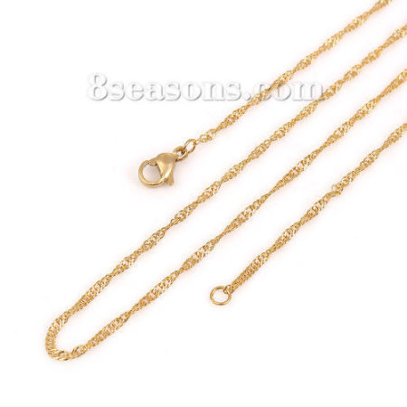 Picture of Wholesale Braided Rope Chain Necklace, Gold Plated 304 Stainless Steel, Unisex Vacuum Plating Minimalist Gift Jewelry For Retailer, 50.5cm(19 7/8") long, Chain Size: 1.6mm, 1 Piece