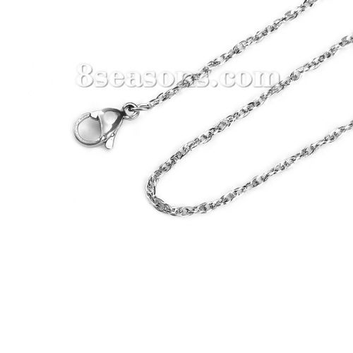 Image de Colliers en 304 Acier Inoxydable Chaîne Maille Torsade Argent Mat 51cm Long, Taille de chaîne: 1.5mm, 1 Pièce