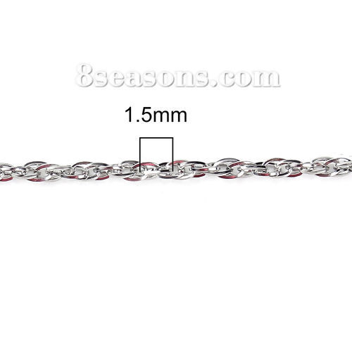 Image de Colliers en 304 Acier Inoxydable Chaîne Maille Torsade Argent Mat 51cm Long, Taille de chaîne: 1.5mm, 1 Pièce