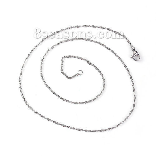 Image de Colliers en 304 Acier Inoxydable Chaîne Maille Torsade Argent Mat 51cm Long, Taille de chaîne: 1.5mm, 1 Pièce